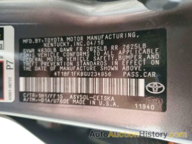 TOYOTA CAMRY LE, 4T1BF1FK8GU234956