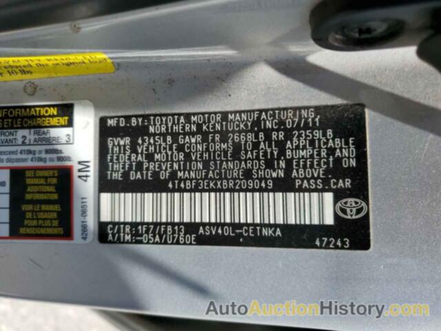 TOYOTA CAMRY BASE, 4T4BF3EKXBR209049