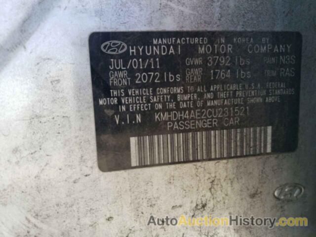 HYUNDAI ELANTRA GLS, KMHDH4AE2CU231521