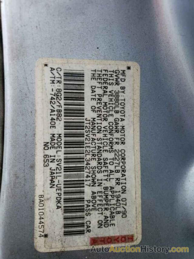 TOYOTA CAMRY DLX, JT2SV21E2L3427417