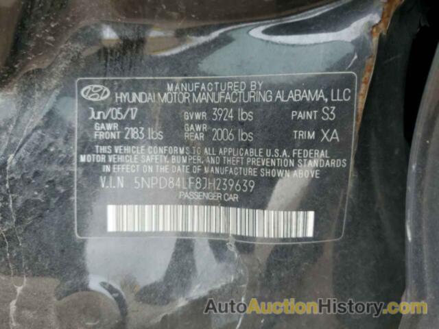 HYUNDAI ELANTRA SEL, 5NPD84LF8JH239639