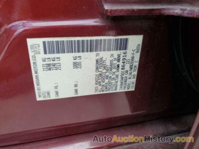 NISSAN MAXIMA S, 1N4AA5AP3CC864916