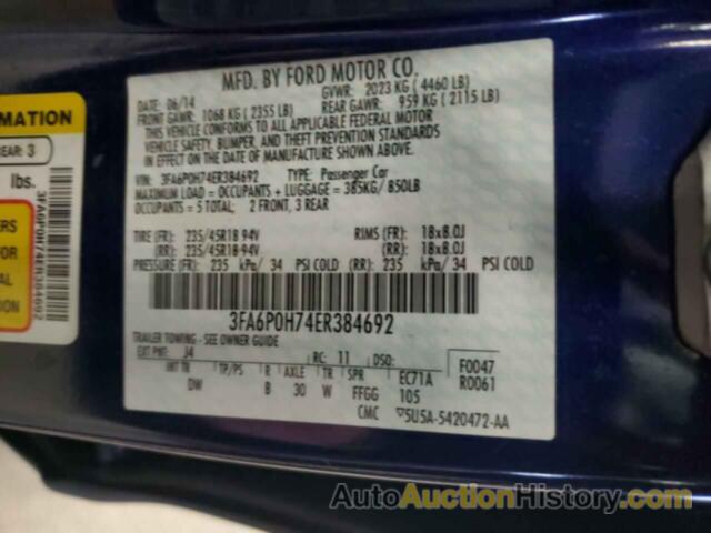 FORD FUSION SE, 3FA6P0H74ER384692