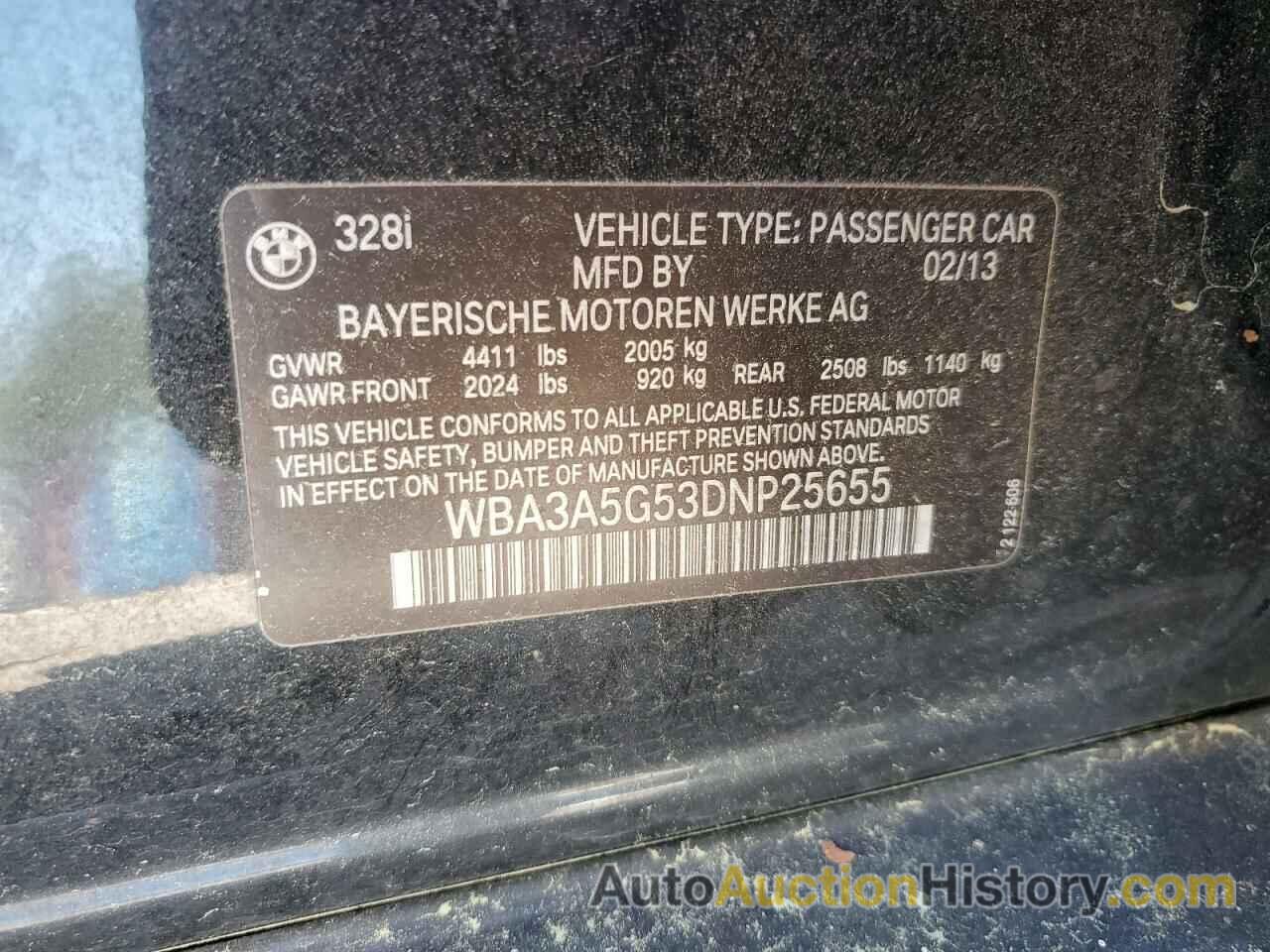 BMW 3 SERIES I, WBA3A5G53DNP25655