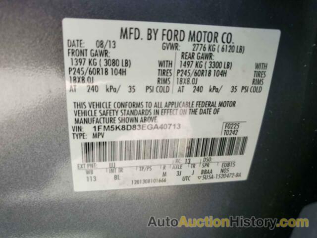 FORD EXPLORER XLT, 1FM5K8D83EGA40713