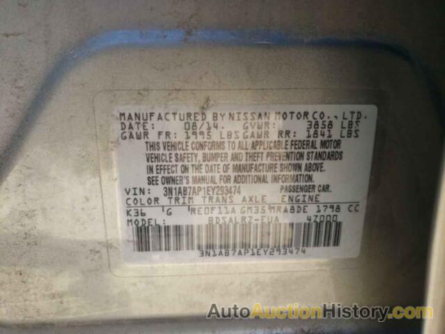 NISSAN SENTRA S, 3N1AB7AP1EY293474