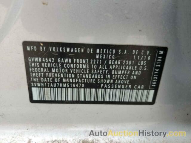 VOLKSWAGEN GOLF S, 3VWH17AU7HM516470