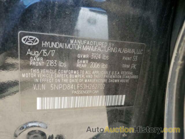 HYUNDAI ELANTRA SEL, 5NPD84LF5JH262702