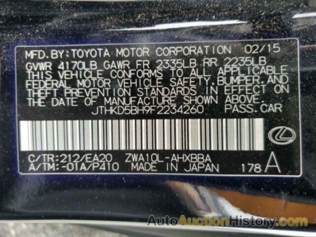 LEXUS CT 200 200, JTHKD5BH9F2234260