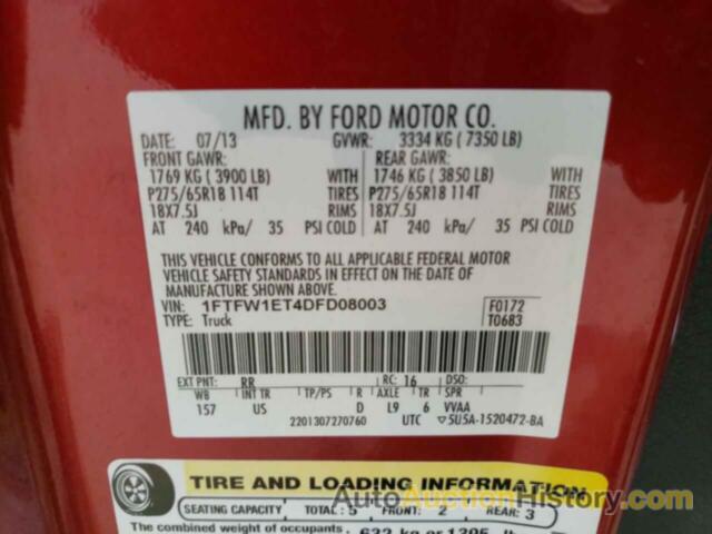 FORD F-150 SUPERCREW, 1FTFW1ET4DFD08003