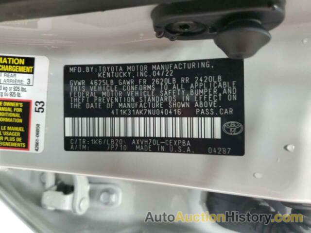 TOYOTA CAMRY XSE, 4T1K31AK7NU040416