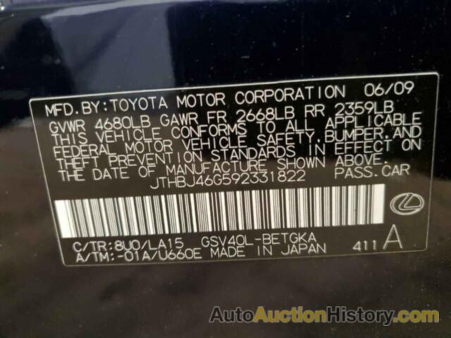 LEXUS ES350 350, JTHBJ46G592331822