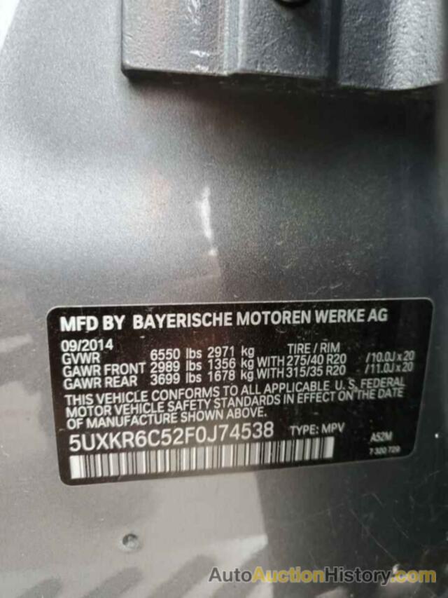 BMW X5 XDRIVE50I, 5UXKR6C52F0J74538
