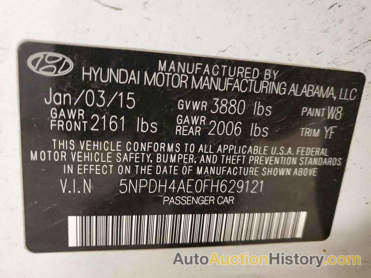 HYUNDAI ELANTRA SE, 5NPDH4AE0FH629121