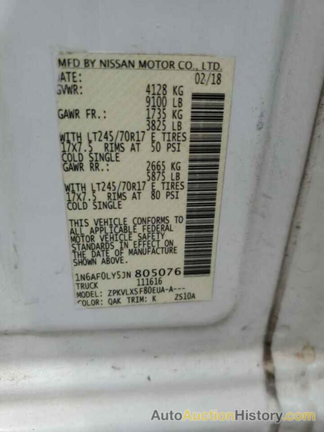 NISSAN NV 2500 S, 1N6AF0LY5JN805076