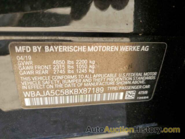 BMW 5 SERIES I, WBAJA5C58KBX87189