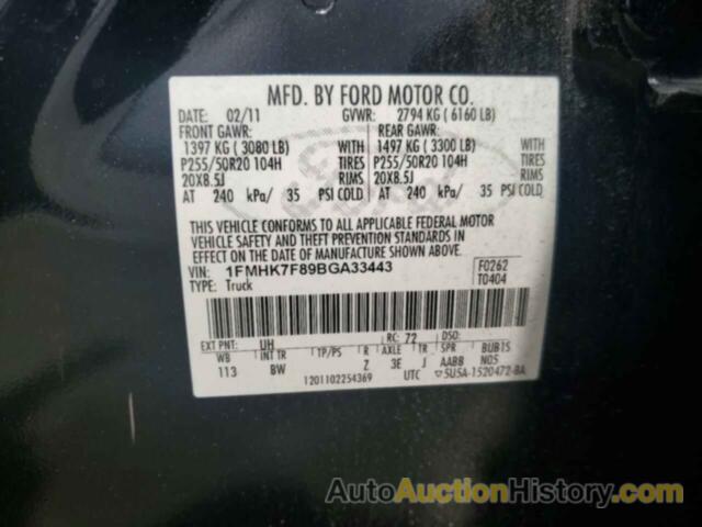 FORD EXPLORER LIMITED, 1FMHK7F89BGA33443