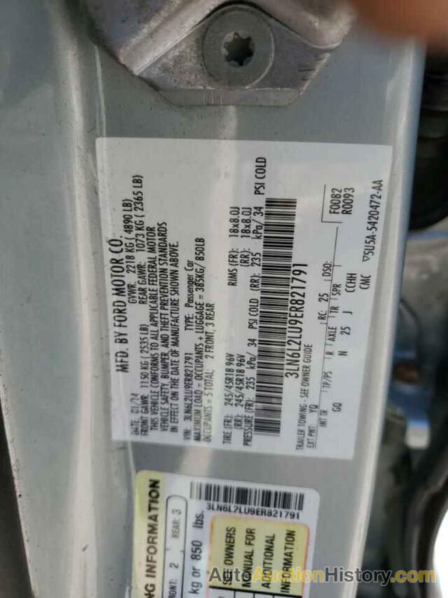 LINCOLN MKZ HYBRID, 3LN6L2LU9ER821791