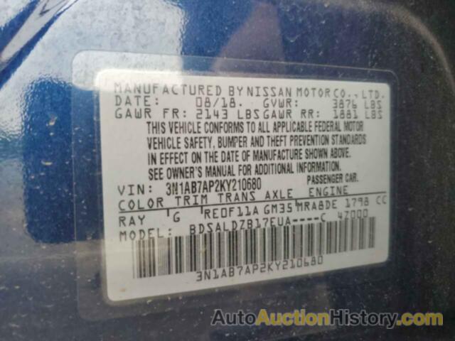 NISSAN SENTRA S, 3N1AB7AP2KY210680