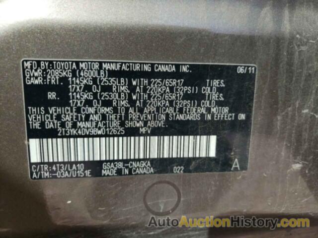 TOYOTA RAV4 LIMITED, 2T3YK4DV9BW012625