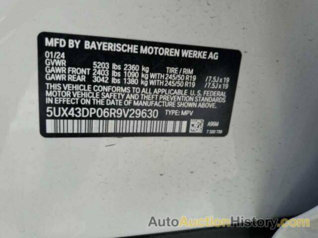 BMW X3 SDRIVE30I, 5UX43DP06R9V29630