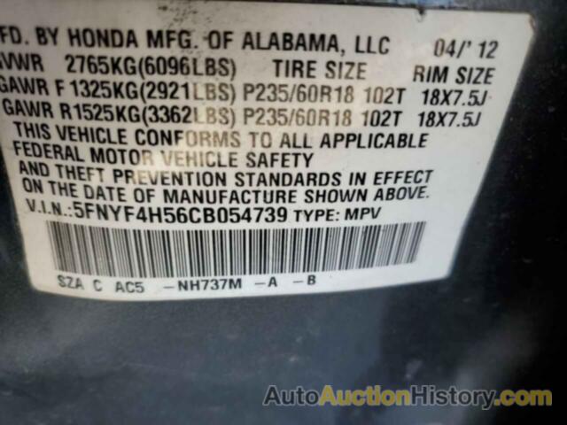 HONDA PILOT EXL, 5FNYF4H56CB054739