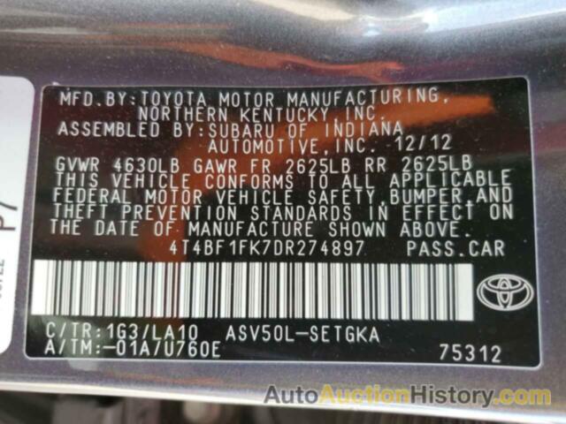 TOYOTA CAMRY L, 4T4BF1FK7DR274897