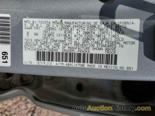 TOYOTA TACOMA DOUBLE CAB PRERUNNER, 3TMJU4GN4CM136649