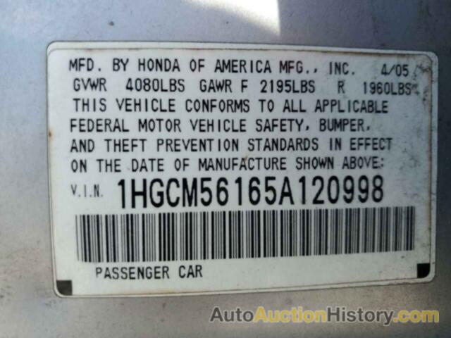 HONDA ACCORD DX, 1HGCM56165A120998