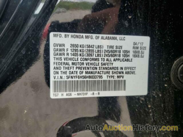 HONDA PILOT EXL, 5FNYF6H56HB033795