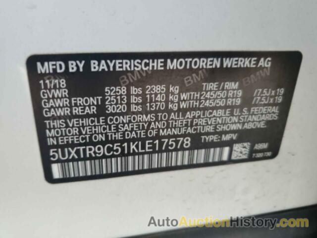 BMW X3 XDRIVE30I, 5UXTR9C51KLE17578