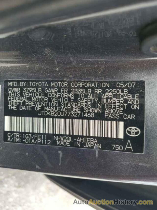 TOYOTA PRIUS, JTDKB20U773271468