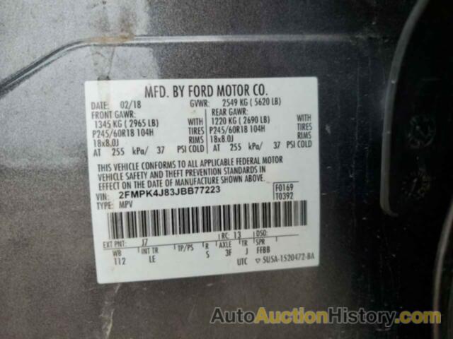 FORD EDGE SEL, 2FMPK4J83JBB77223