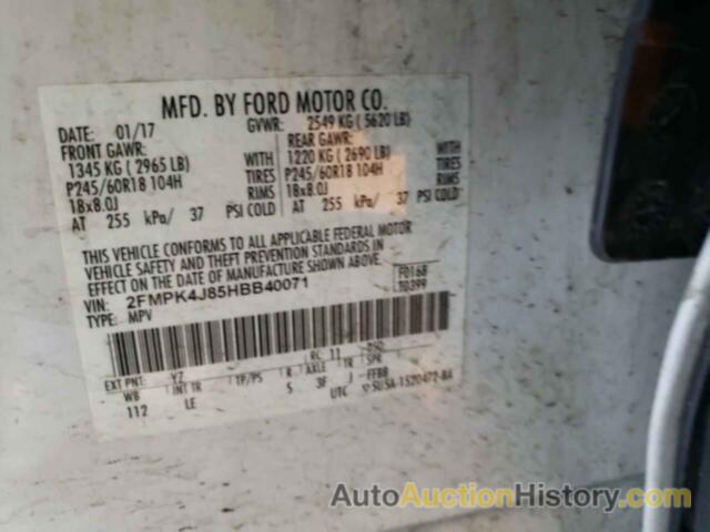 FORD EDGE SEL, 2FMPK4J85HBB40071