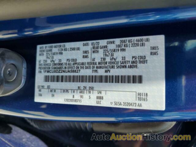 FORD ESCAPE TITANIUM, 1FMCU0DZ2NUA58827