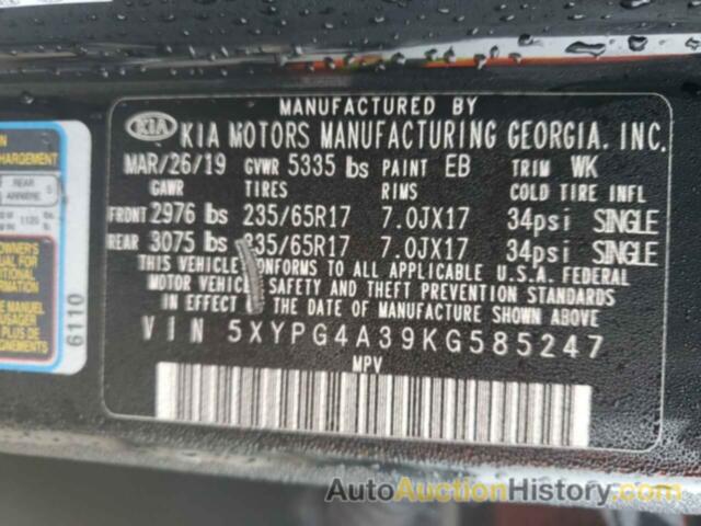 KIA SORENTO L, 5XYPG4A39KG585247