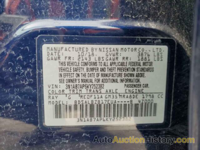 NISSAN SENTRA S, 3N1AB7AP6KY252382