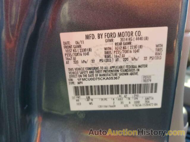 FORD ESCAPE XLT, 1FMCU0D75CKA05367
