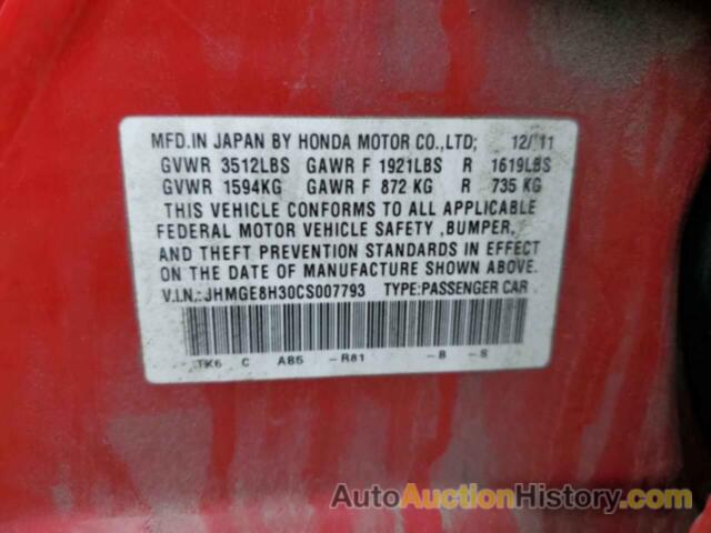 HONDA FIT, JHMGE8H30CS007793