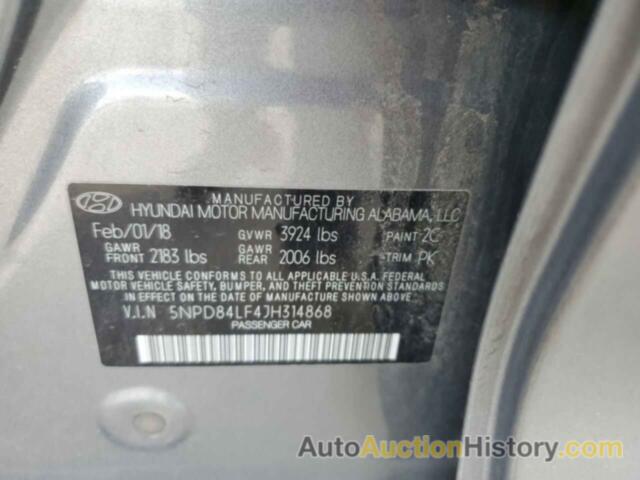 HYUNDAI ELANTRA SEL, 5NPD84LF4JH314868