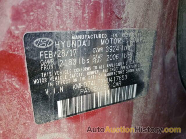 HYUNDAI ELANTRA SE, KMHD74LF7HU417653