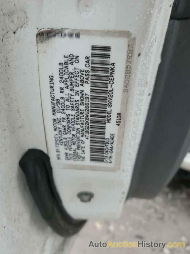 TOYOTA CAMRY CE, 4T1BG22K8WU266197