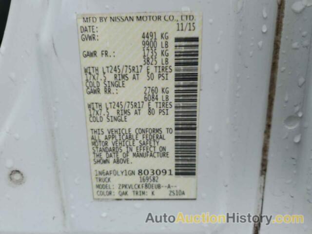 NISSAN NV 2500 S, 1N6AF0LY1GN803091