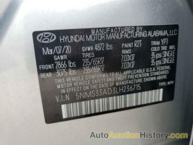 HYUNDAI SANTA FE SEL, 5NMS33AD3LH236715