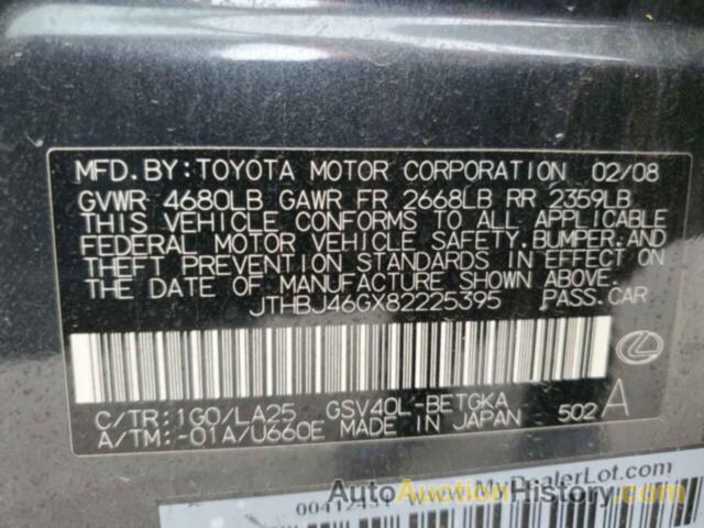 LEXUS ES350 350, JTHBJ46GX82225395