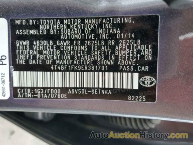 TOYOTA CAMRY L, 4T4BF1FK9ER381791