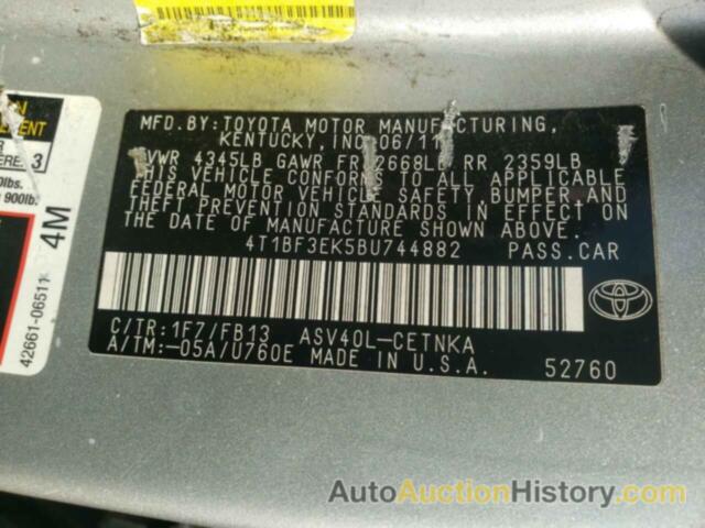 TOYOTA CAMRY BASE, 4T1BF3EK5BU744882