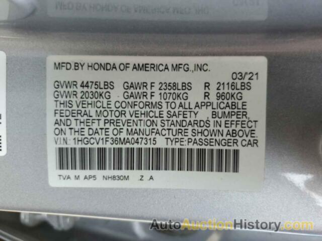 HONDA ACCORD SPORT, 1HGCV1F36MA047315