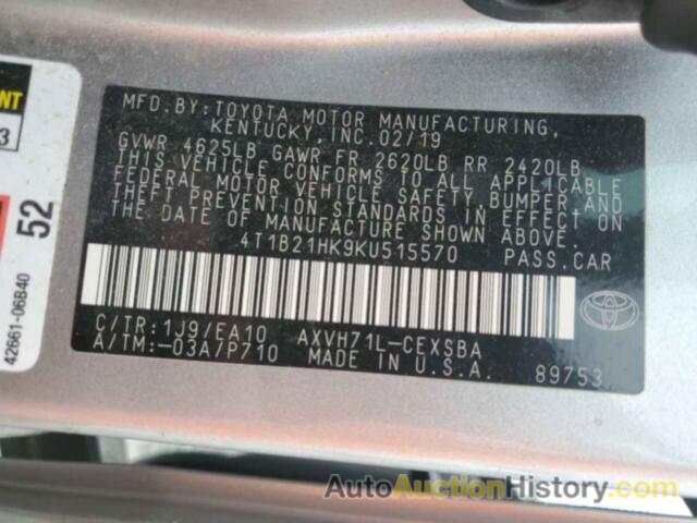 TOYOTA CAMRY HYBRID, 4T1B21HK9KU515570