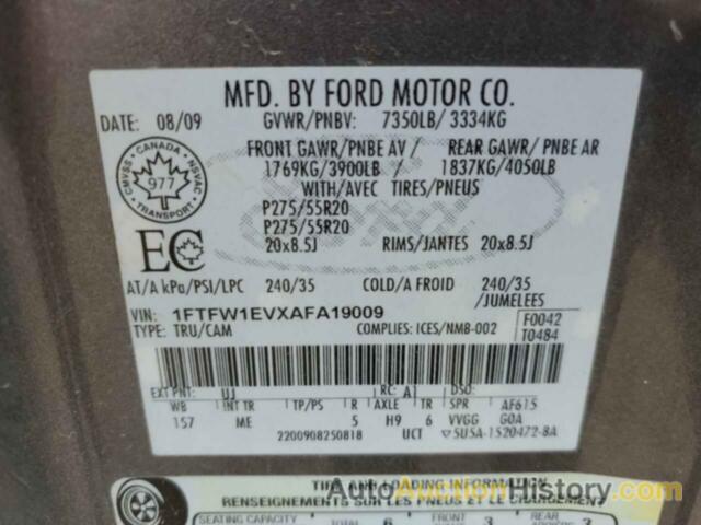 FORD F-150 SUPERCREW, 1FTFW1EVXAFA19009